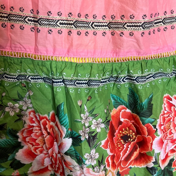 Farm Rio Manuela Halter Floral Scalloped Colorful Pastel Maxi Dress